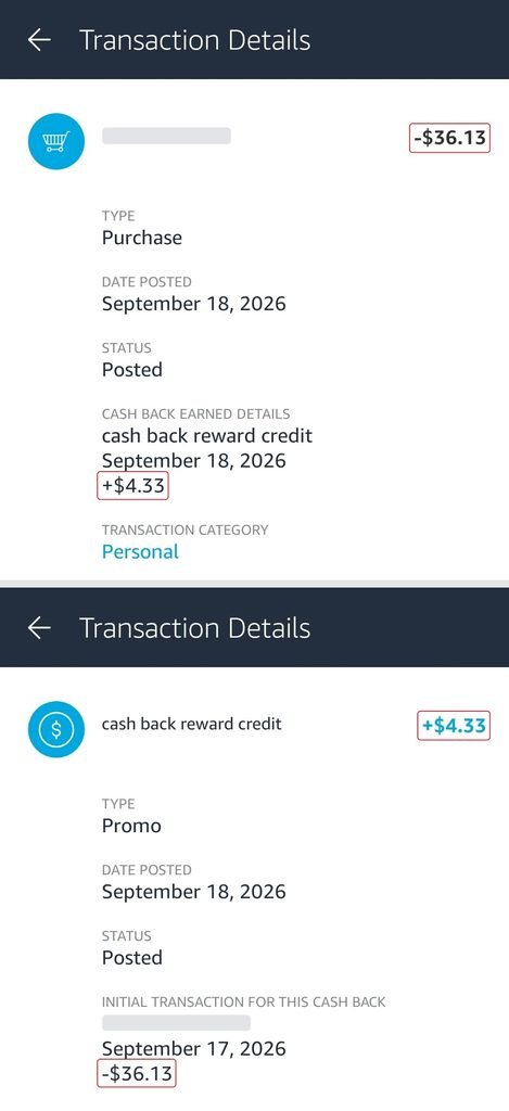 Amazon Flex Debit Card 12% gas cash back, $4.33 on a $36.13 purchase