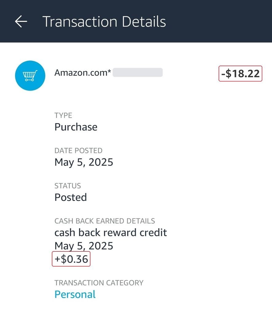 Amazon Flex Debit Card 2% cash back on Amazon.com, $0.36 on $18.22