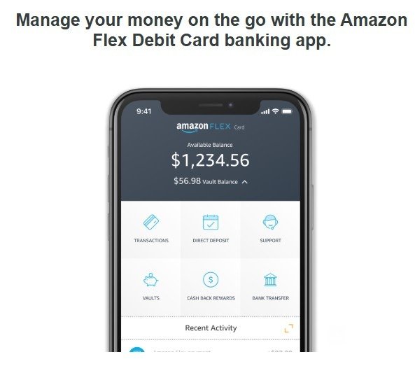 Amazon Flex Debit Card banking app home screen