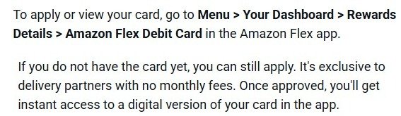 How to apply for the Amazon Flex Debit Card in the Amazon Flex app