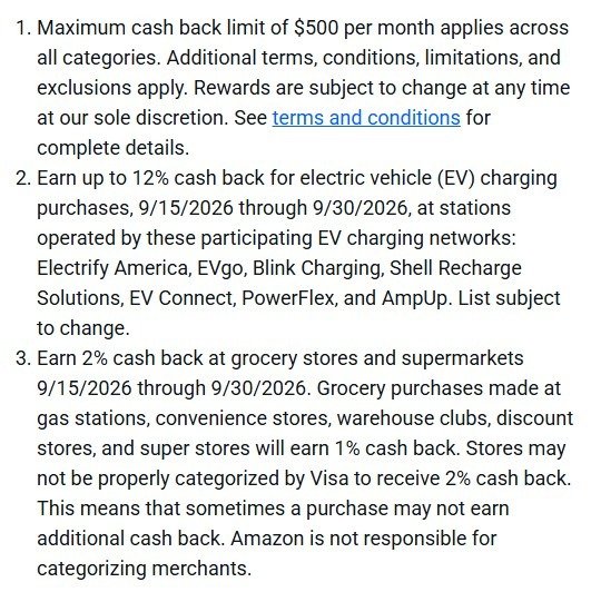 Amazon Flex Debit Card promo terms with $500 monthly cash back cap