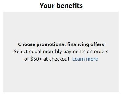 Amazon Store Card equal monthly payments on orders of $50 or more