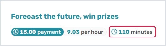 CloudResearch Connect forecasting study listed at 110 minutes