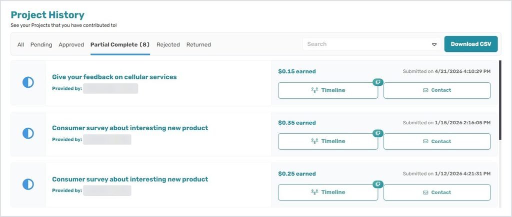 CloudResearch Connect partial complete studies paid after being screened out