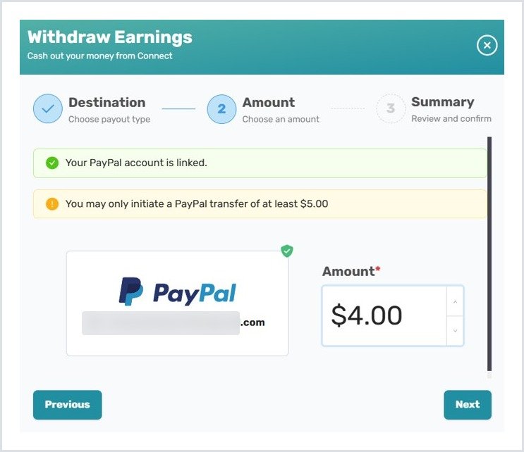 CloudResearch Connect PayPal withdrawal with a $5 minimum