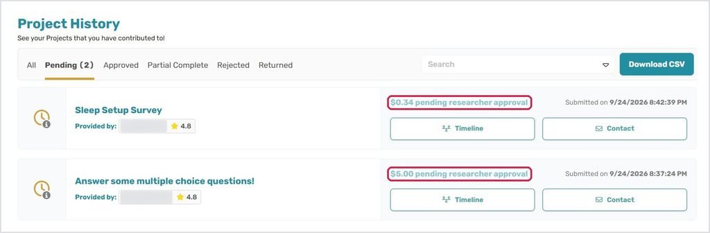 CloudResearch Connect pending studies awaiting researcher approval