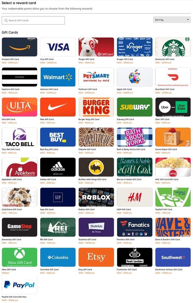 Crowdtap’s 41 gift card options, including Amazon, Visa and PayPal