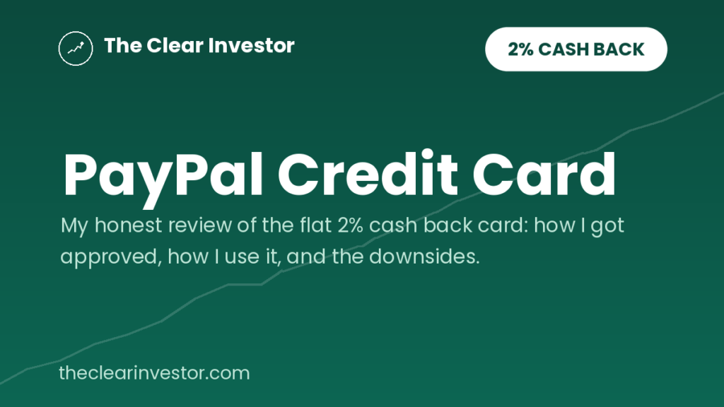 PayPal Credit Card review graphic with a 2% cash back badge on a green background