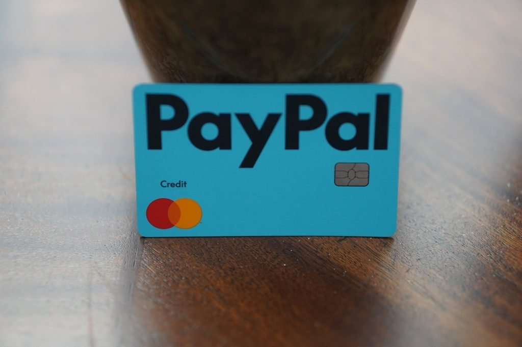 PayPal Credit Card standing upright