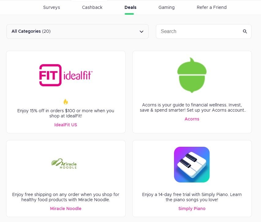 Qmee deals section