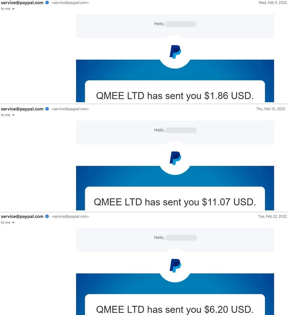 Qmee PayPal payouts in February 2022