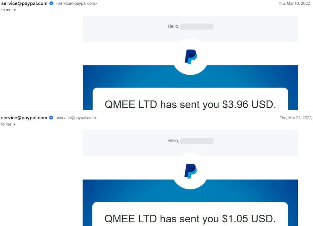 Qmee PayPal payouts in March 2022