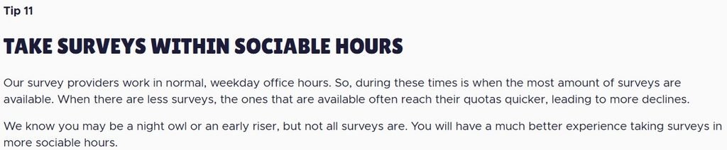 Qmee tip 11: take surveys within sociable hours