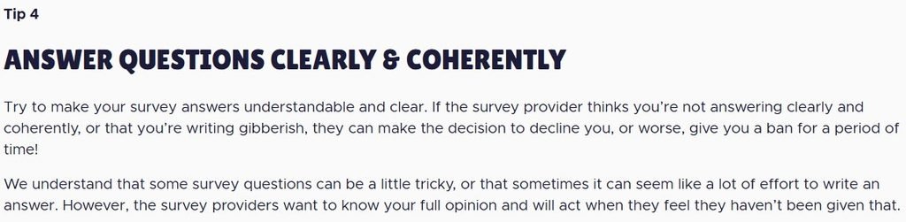 Qmee tip 4: answer questions clearly and coherently