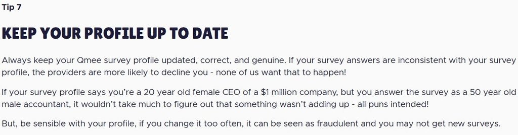 Qmee tip 7: keep your profile up to date