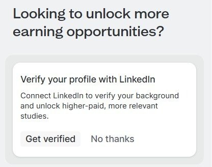 UserCrowd option to verify your profile with LinkedIn