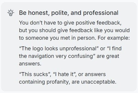UserCrowd tip: be honest, polite and professional