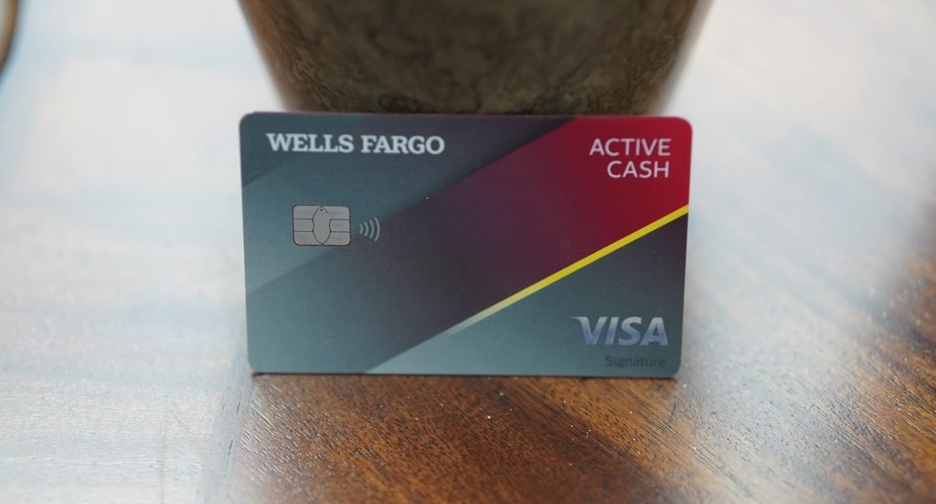 Wells Fargo Active Cash card standing upright